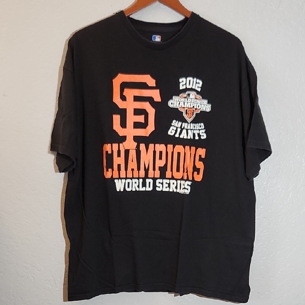 2012 San Francisco Giants World Series Champions T-Shirt Black Short Sleeve SF